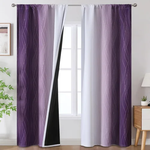 Vista 96 de Estelar Textiler Cortinas oscurecedoras beige y blanco grisáceo de 45 pulgadas de largo, cortinas graduadas con bloqueo de luz para baño, cortinas