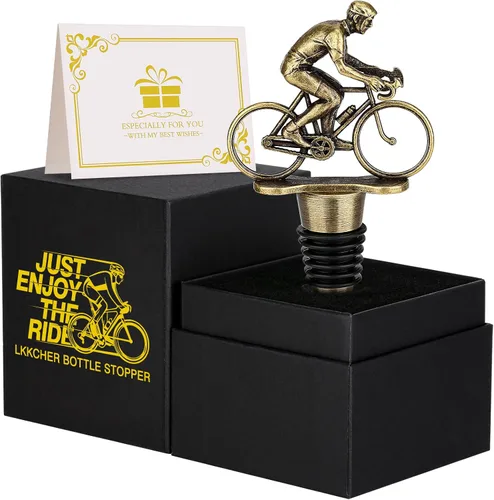 Vista 2 de LKKCHER Tapón de Botella de Vino en Forma de Bicicleta, Lindos Regalos de Vino para Hombres Mujeres, Regalos Vintage de Bicicleta y Ciclismo