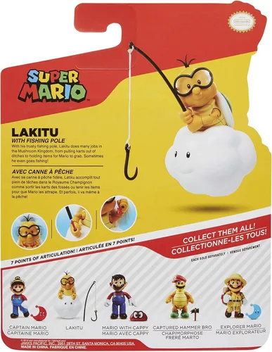 Vista 3 de Nintendo Super Mario Lakitu 4” Articulated Figure with Fishing Pole