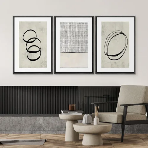 Vista 588 de SIGNWIN Lienzo enmarcado para pared, juego de arte neutro de bosque brumoso, ilustraciones en tono tierra, arte moderno, decorativo, bohemio