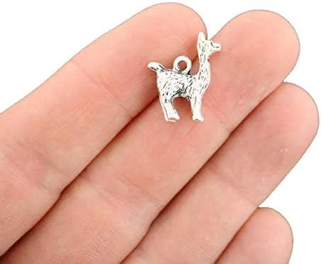 Vista 2 de Bohemian Findings 4 encantos de llama de alpaca en tono plateado antiguo 3D de dos caras - SC6970, Metal Zinc, No es una piedra preciosa