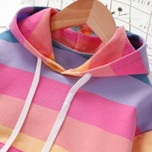 Vista 3 de Sudadera de manga larga con capucha y bolsillo de canguro, para niñas pequeñas, para otoño e invierno