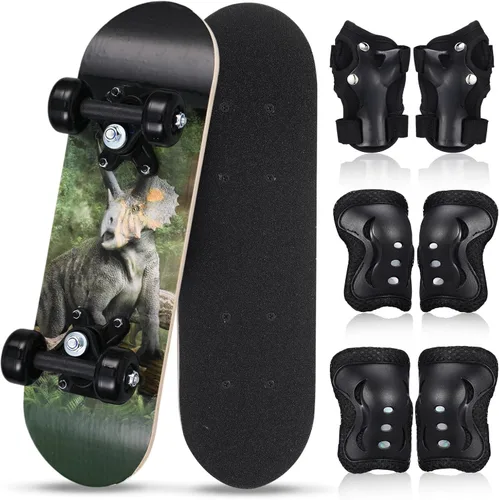 Vista 32 de Honoson Juego de 7 piezas de rodilleras, coderas y muñequeras para patinetas para principiantes y niños pequeños