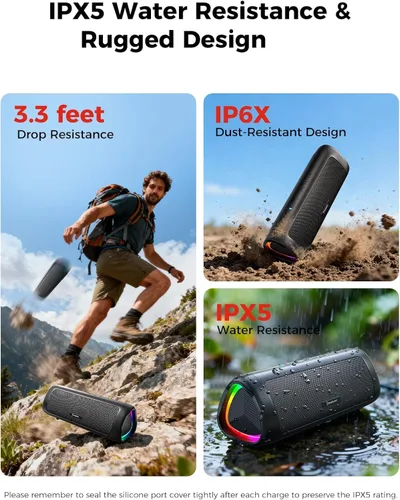Vista 4 de Altavoz Bluetooth, sonido HD de 20 W, inalámbrico portátil, IPX5 impermeable, hasta 24 horas de reproducción, emparejamiento TWS, para hogar