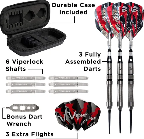Vista 4 de Viper Blitz - Dardos con punta de acero de tungsteno 95% con estuche de almacenamiento/viaje