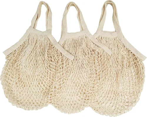 Vista 7 de Bolsas de malla de algodón, bolsas de compras reutilizables, bolsas de comestibles de malla de algodón para productos de frutas, verduras, red