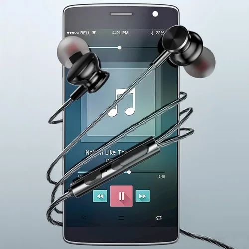 Vista 7 de ApexOne Auriculares intraurales de metal con cable con micrófono, control de volumen y funda de bolsillo, auriculares estéreo con aislamiento