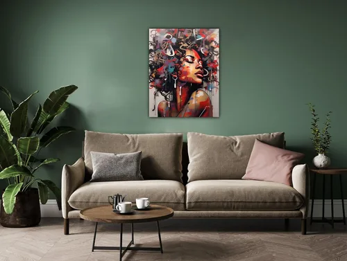 Vista 265 de Arte de pared afroamericano, decoración de rey y reina bailarín negro para sala de estar, arte de pareja de amor negro para dormitorio, lienzo