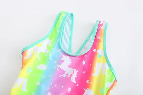 Vista 3 de Traje de baño de unicornio de una pieza para niñas, traje de baño de sirena, traje