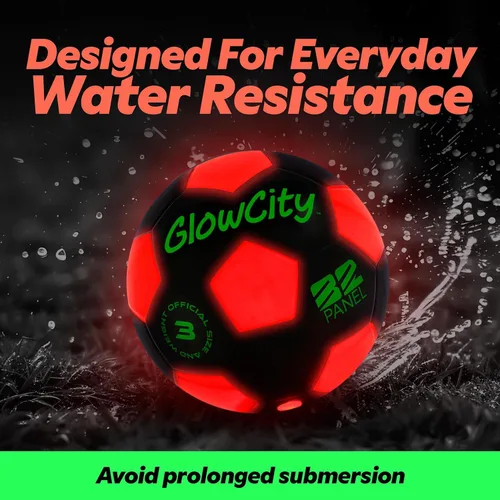 Vista 3 de GlowCity Balón de fútbol que brilla en la oscuridad - Tamaños 3, 4, 5 para niños, adolescentes y adultos - Balón de fútbol que se ilumina con 2