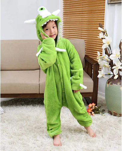 Vista 2 de Plustrong Pijama de una sola pieza para niños, disfraces de Halloween para niños y niñas, enterizo de franela de animales, disfraces de Halloween