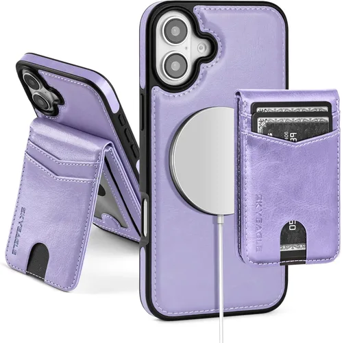 Vista 86 de SkyEagle - Funda tipo cartera compatible con MagSafe para iPhone 11, color negro Detachable Magnetic Credit Card Holder,RFID Blocking,PU
