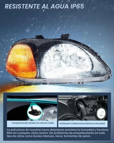 Vista 4 de Nilight - Conjunto de faros delanteros compatibles con Honda Civic 1996 1997 1998. Reemplazo de faros delanteros, carcasa negra, reflector ámbar