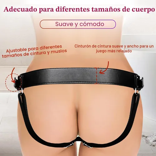 Vista 4 de Arnés con consolador para ataduras, juguetes sexuales para adultos para mujeres y hombres, consolador para pegging, cinturón ajustable de nylon