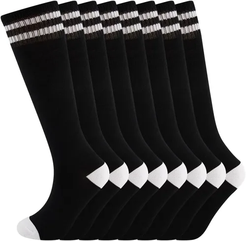 Vista 18 de Calcetines altos hasta la rodilla para niños, calcetines de fútbol de algodón para niños, niñas, niños pequeños