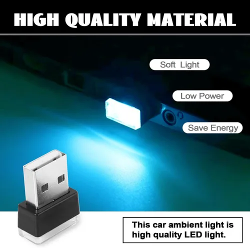 Vista 3 de NTNEV 4 lámparas LED USB para el interior del automóvil, mini luces LED USB para decoración del automóvil, kit de iluminación ambiental, interfaz