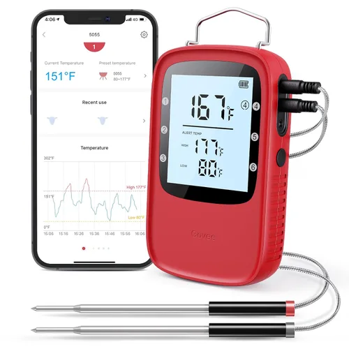 Vista 9 de Govee Termómetro Bluetooth para carne, termómetro inalámbrico de carne para horno ahumador, termómetro digital para parrilla con 2 sondas, modo
