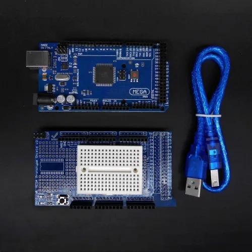 Vista 3 de Kit completo de iniciación de proyectos electrónicos STEM para Arduino con Mega2560, LCD1602, servo, motor paso a paso, sensores, tabla de pan