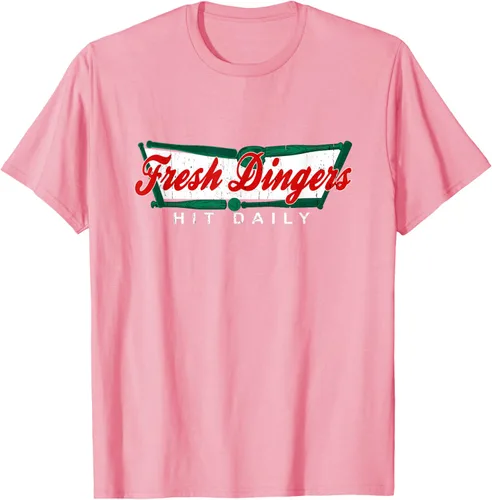 Vista 105 de Camiseta divertida de béisbol y softbol Don't Bunt Hit Fresh Dingers, Negro