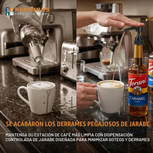 Vista 5 de Bomba de jarabe compatible con Torani, Davinci y Skinny (paquete de 2) - se adapta a botellas (25.4 onzas-750ml) (Negro)