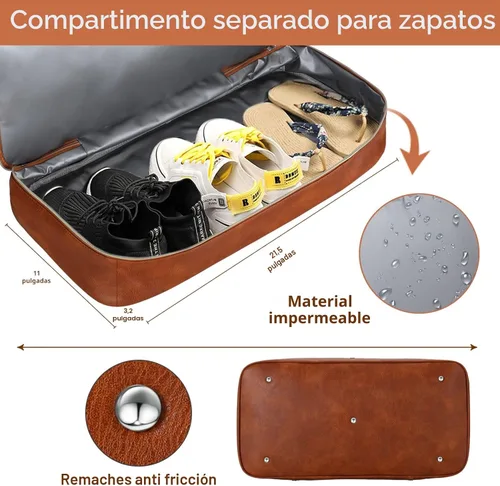 Vista 4 de Bolsa de fin de semana para mujer, bolsa de viaje de nailon, con compartimento para zapatos, tamaño grande 1-beige