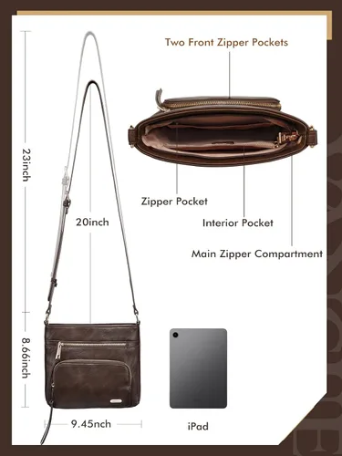Vista 2 de Vangue Crossbody Purses for Women Multi Pockets Vintage Bags Trendy Vegan Leather