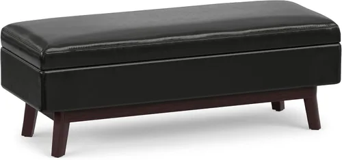 Vista 23 de SIMPLIHOME Owen Mesa de Centro Rectangular Moderna de Mediados de Siglo de 34 pulgadas de Ancho con Otomana de Almacenamiento en Tela de Poliéster