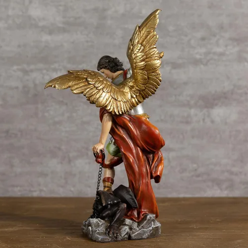 Vista 7 de BC - Estatua de San Miguel católico, figura de arcángel de 12 pulgadas de alto, protector de los fieles, decoración católica del hogar, escultura