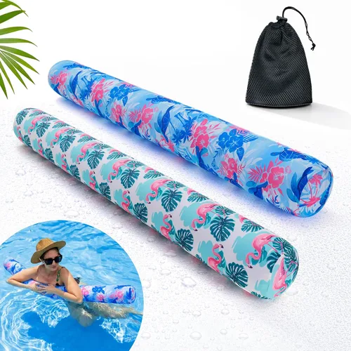 Vista 11 de Fideos inflables para piscina, paquete de 2 de tela suave de secado rápido cubiertos, fideos flotadores grandes para piscina, flotadores premium
