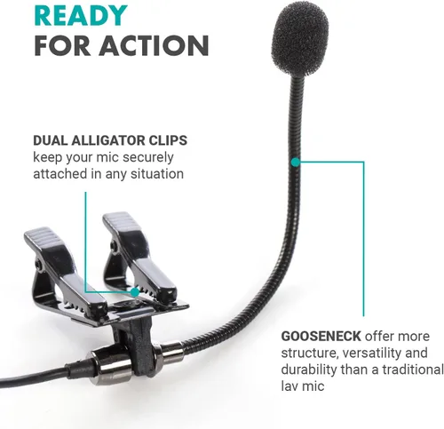Vista 4 de Movo ACM400 Micrófono omnidireccional de cuello de ganso flexible para Motovlogging, micrófono de casco para cámara de acción Moto Vlog - Micrófono