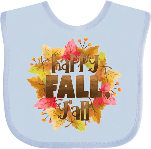 Vista 14 de inktastic Happy Fall, Y'all Fall Leaves Wreath Baby Bib
