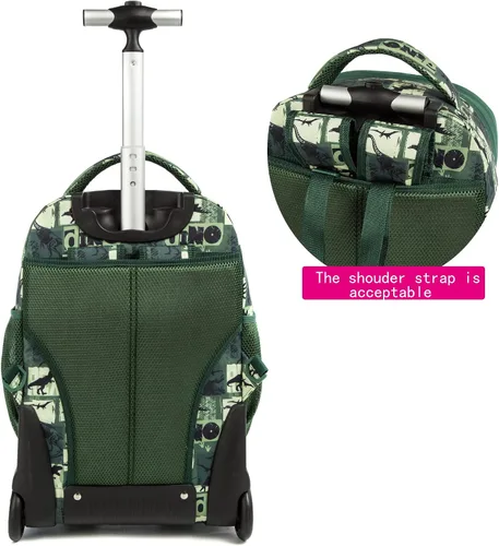 Vista 8 de MOHCO Juego de mochila con ruedas de 19 pulgadas con ruedas y bolsa de almuerzo y estuche para lápices, Dinosaur