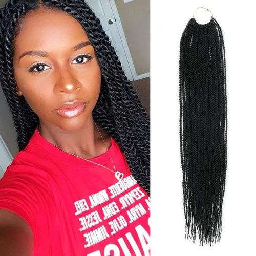 Vista 32 de AU-THEN-TIC Cabello senegalés con trenzas de ganchillo de 22 pulgadas, paquete de 2 paquetes de 40 mechones por paquete, extensiones de cabello