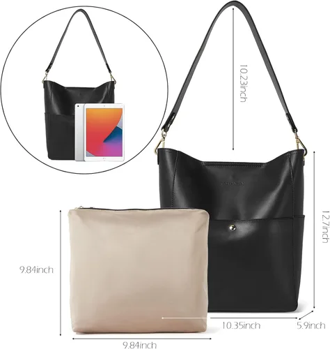 Vista 4 de BOSTANTEN - Bolsos de cuero al hombro tipo balde para mujer