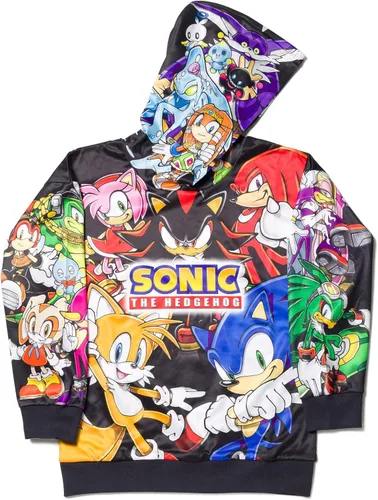 Vista 2 de SEGA Tails Sonic The Hedgehog Shadow - Sudadera con capucha de forro polar para niños pequeños a niños grandes