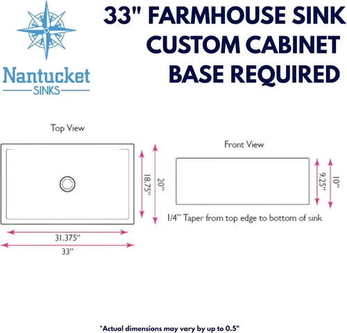Vista 2 de Nantucket Sinks FCFS3320S-ShabbySugar - Fregadero de arcilla refractaria de 33 pulgadas