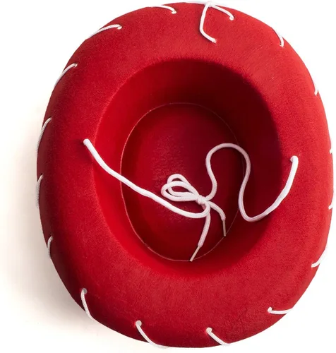 Vista 4 de Funny Party Hats Sombrero de vaquero para niños, sombreros de vaquero marrón y rojo, disfraz de vaquero para niños, sombreros del oeste, paquete de 2