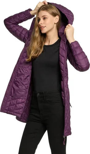 Vista 6 de TSLA Chaquetas acolchadas ligeras y plegables para mujer con capucha, abrigo largo de invierno resistente al agua
