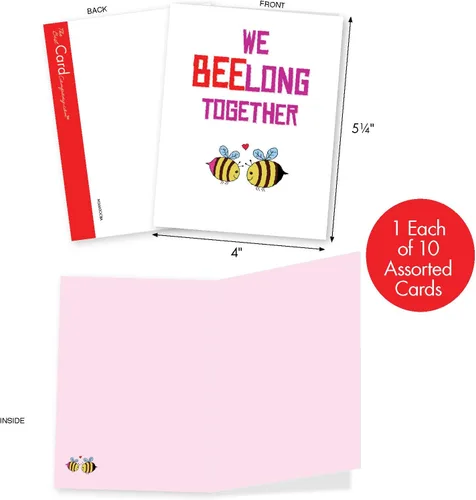 Vista 2 de The Best Card Company - Juego de 10 divertidas tarjetas de notas de humor en blanco surtidas de 4 x 5.12 pulgadas con sobres para jugar con palabras