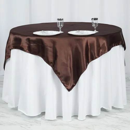 Vista 31 de Efavormart Paquete de 5 Sobremanteles Cuadrados de Satén de 60" para Decoraciones de Mesa de Bodas, Catering y Fiestas, Cubierta de Mantel Negro