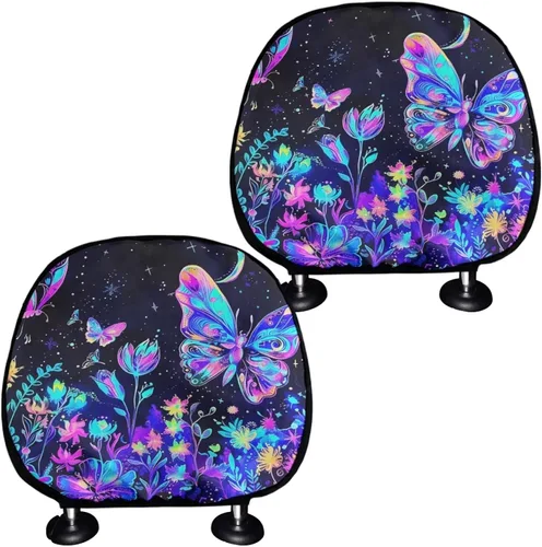 Vista 10 de Funda universal para reposacabezas de auto con estampado de vaca azteca, girasol, 2 piezas, funda universal para reposacabezas de asiento