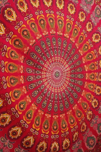 Vista 5 de Popular Handicrafts - Tapiz para colgar en la pared con diseño hippie de mandala bohemia, psicodélico, indio de pavo real, para meditación, gitano