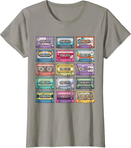 Vista 16 de Vintage Cassette Tapes Collection 80's 90's Music Mixtape T-Shirt Asphalt Grey