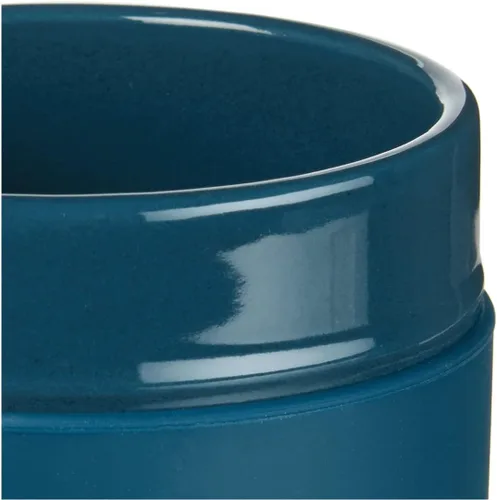 Vista 3 de Corelle - Vasos de cerámica de 13.5oz con tapas de silicona, azul marino, esmalte sólido, juego de 4