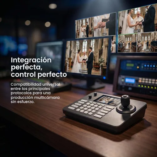 Vista 2 de Controlador PTZ Controlador de cámara POE Network 4D Joystick Decodificación H.264 H.25 Teclado con pantalla LCD de 5 pulgadas para adoración a