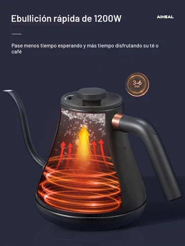Vista 6 de Hervidor eléctrico de cuello de cisne con control de temperatura, hervidor eléctrico para café y té, interior de acero 100% inoxidable