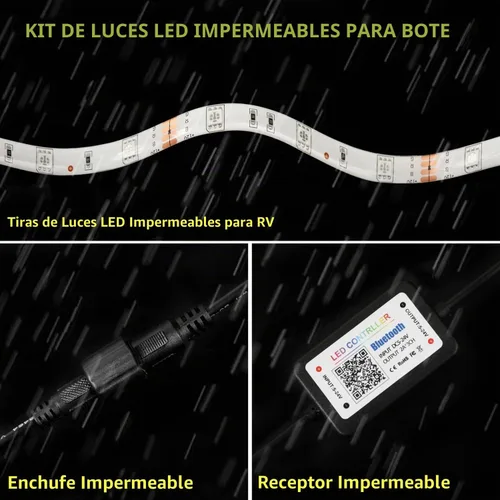 Vista 3 de Luces de barco LED de 45 pies, luces de tira marinas RGB