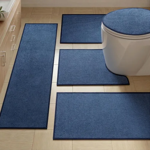Vista 23 de YIHOUSE Tapete de baño antideslizante, absorbente, de secado rápido, para el suelo del baño, delgado, para debajo de la puerta, lavable de pelo bajo