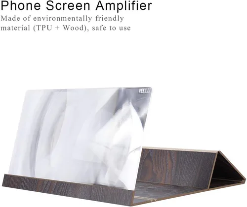 Vista 4 de flexman Lupa de pantalla de 12 pulgadas para smartphone, ampliadora de pantalla de protección ocular de madera, soporte plegable ligero para Marrón