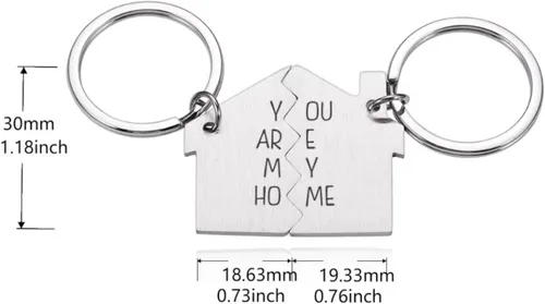 Vista 5 de Llavero para parejas, 2 unidades, con texto en inglés "You Are My Home" para parejas, novia, novio, amigo, regalo